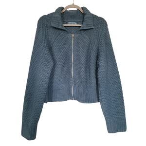 Harly Jae Meadow Zip Cotton Cardigan Sweater Blue Size L/XL